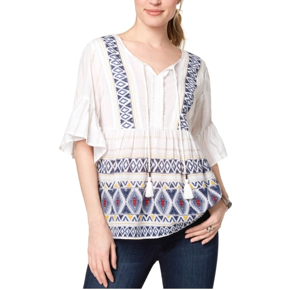 STYLE AND CO.GEO TIRM PEASANT TOPS